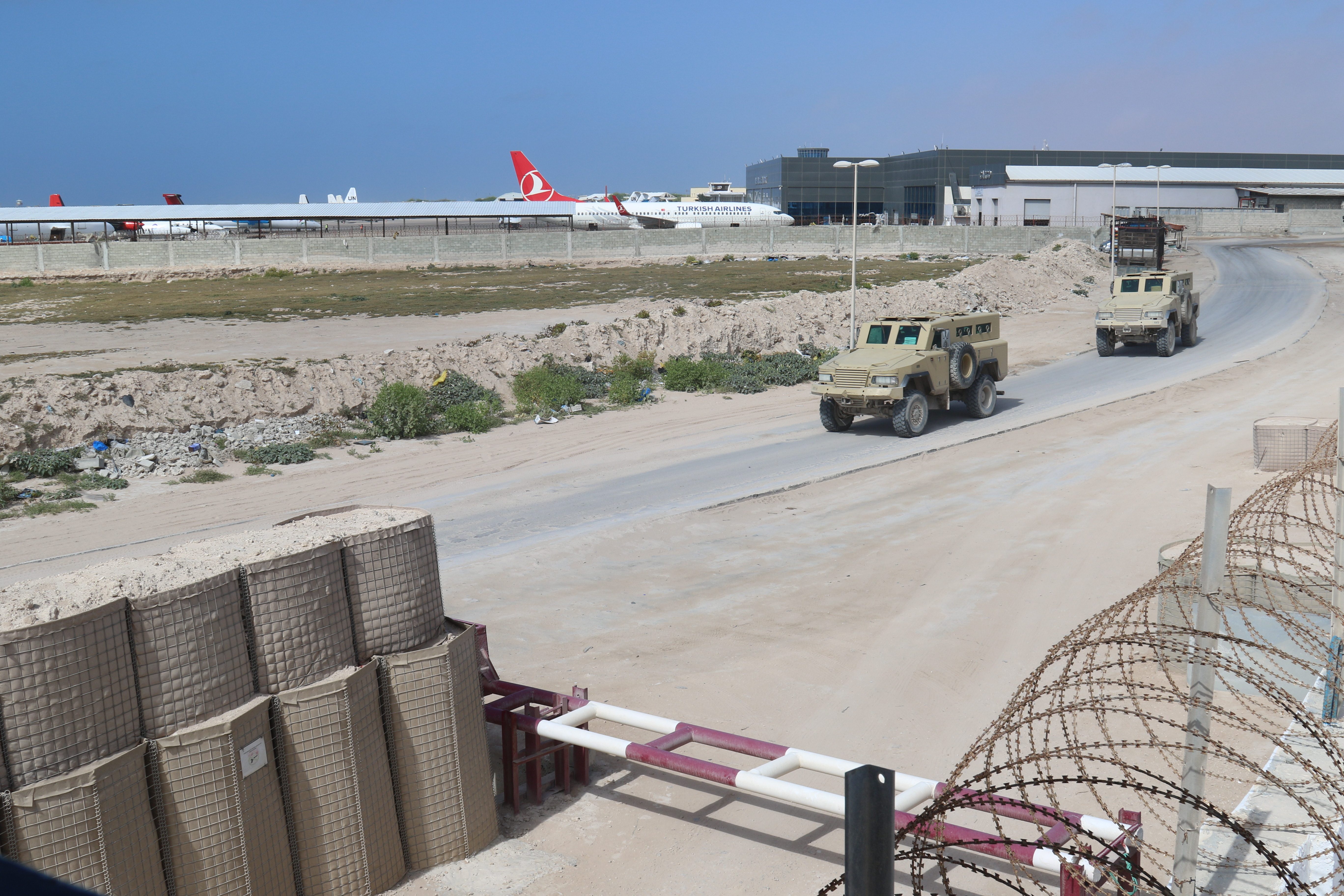 View from Chelsea Village Hotel overlooking the Mogadishu Aden Abdulle International Airport
